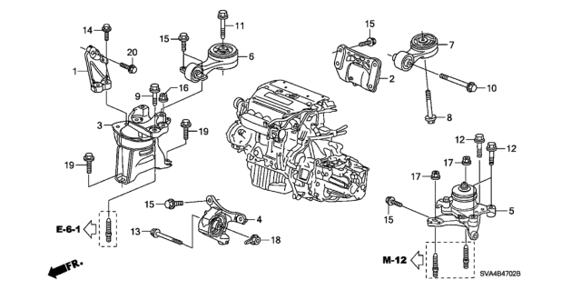 2008 Honda Civic Engine Mounts (2.0L) Diagram