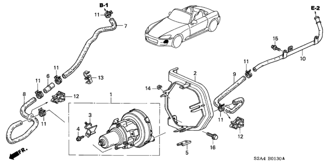 2003 Honda S2000 Pipe, Second Air Diagram for 18801-PCX-000