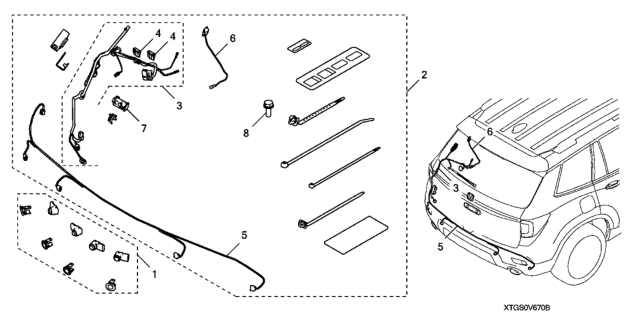 2021 Honda Passport Back-Up Sensor & Attachment Kit Diagram