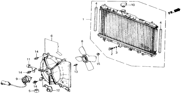 1988 Honda Accord Radiator (Denso) Diagram for 19010-PH4-A11