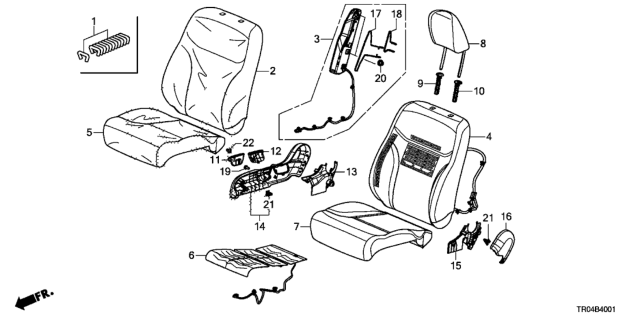 2012 Honda Civic Front Seat (Passenger Side) Diagram