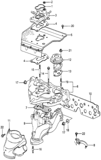 1981 Honda Prelude Carburetor Insulator  - Manifold Diagram