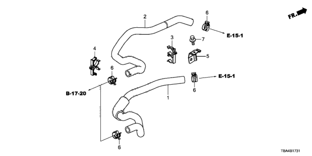 2017 Honda Civic Hose Assy,Water O Diagram for 79725-TBA-A00