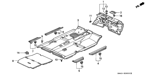 1992 Honda Accord 4 Door EX KA 5MT Floor Mat Diagram