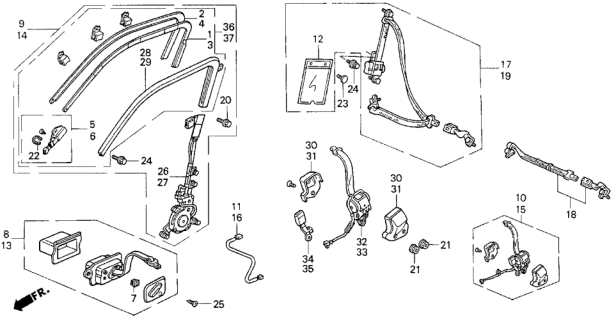 1991 Honda Civic Rail Assy., L. Shoulder Anchor Diagram for 818A2-SH4-A22