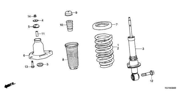 2021 Honda Pilot Spring, Rear Diagram for 52441-TG7-A01