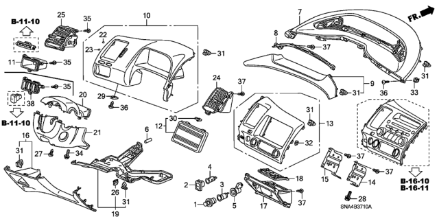 2008 Honda Civic Visor Assy., Meter (Lower) *NH167L* (GRAPHITE BLACK) Diagram for 77205-SNA-A02ZC