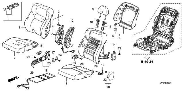 2011 Honda Civic Front Seat (Passenger Side) Diagram