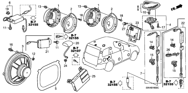 2006 Honda Pilot Antenna Assembly, Xm (Redrock Pearl) Diagram for 39150-S9V-A01ZG