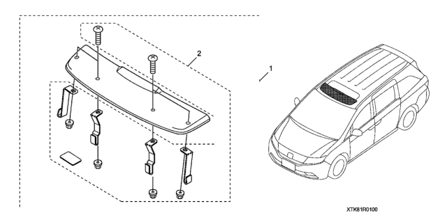2017 Honda Odyssey 5 Door EXL (LEATHER/RES) KA 6AT Moonroof Visor Diagram
