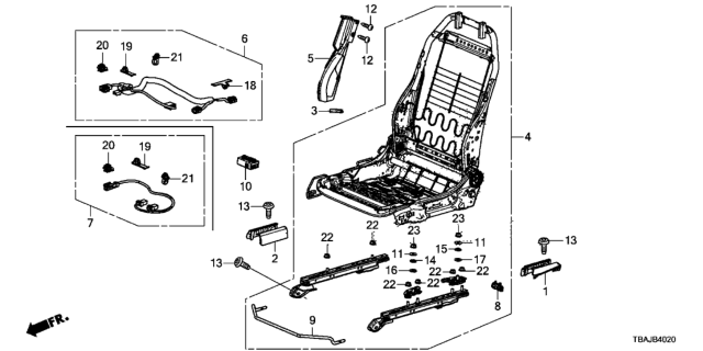 2019 Honda Civic Front Seat Components (Passenger Side) Diagram
