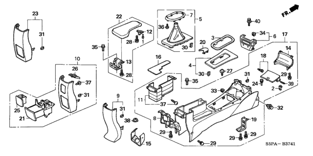 2005 Honda Civic Mat, Console Box Diagram for 83419-S5A-L01