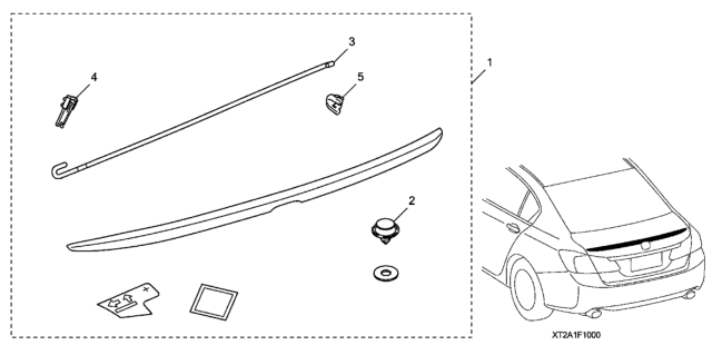 2013 Honda Accord Spoiler, Deck (Obsidian Blue Pearl) Diagram for 08F10-T2A-151