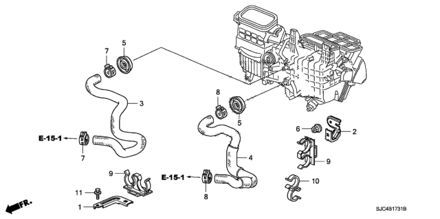 2012 Honda Ridgeline Hose Assy., Water Outlet Diagram for 79720-SJC-A01