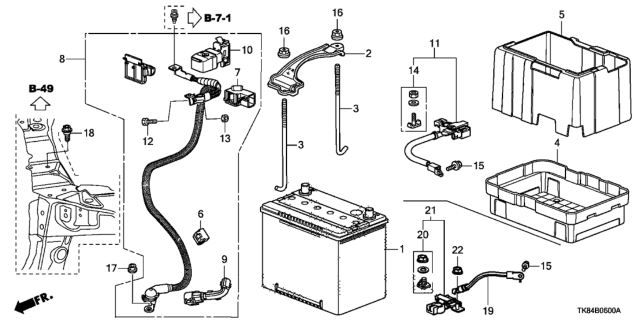 2014 Honda Odyssey Sensor, Battery Diagram for 38920-TZ5-A01