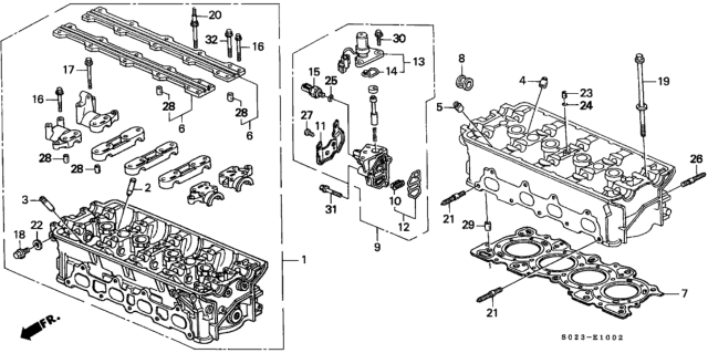 1999 Honda Civic Cylinder Head (DOHC VTEC) Diagram