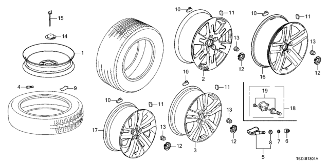 2019 Honda Ridgeline Tire (165/90R17) Diagram for 42751-CTL-019