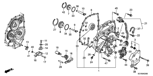 2011 Honda Element AT Left Side Cover Diagram