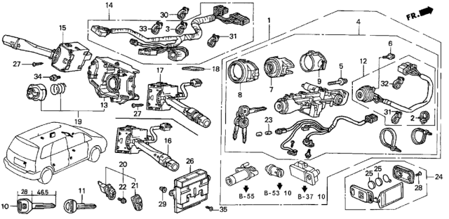 1996 Honda Odyssey Combination Switch Diagram