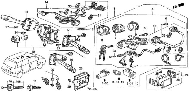 1995 Honda Odyssey Battery Diagram for 72148-SV5-003