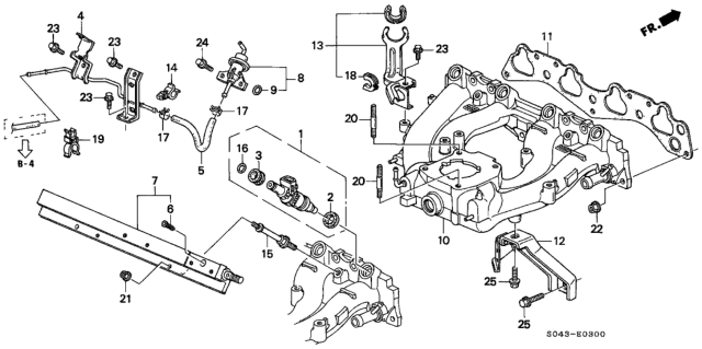 1996 Honda Civic Clamp B, Return Hose Diagram for 17749-S04-J40