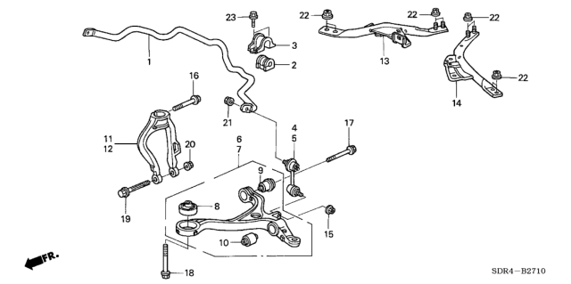 2006 Honda Accord Hybrid Spring, Front Stabilizer Diagram for 51300-SDR-A01