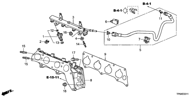 2014 Honda Crosstour Fuel Injector (L4) Diagram