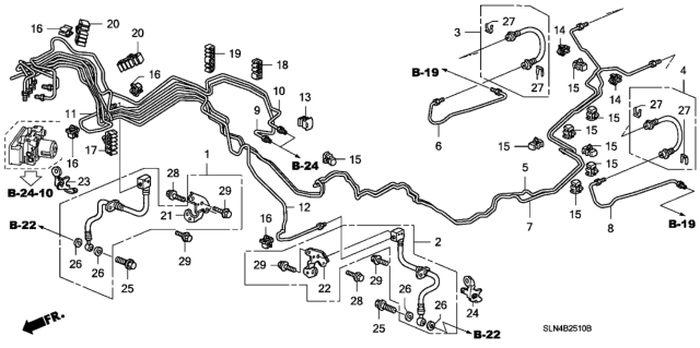 2008 Honda Fit Hose Set, Left Rear Brake Diagram for 01468-SLN-A00