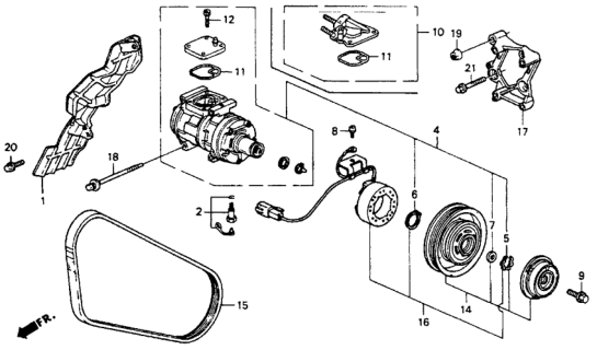 1990 Honda Accord 4 Door EX KA 4AT A/C Compressor Diagram