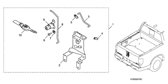 2019 Honda Ridgeline 4 Door RTL (2WD) KA 6AT Tailgate Lock Diagram