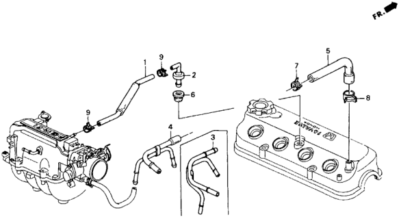 1993 Honda Accord 2 Door LX KL 5MT Breather Tube Diagram