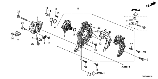 2020 Honda Civic AT Oil Pump - Stator Shaft Diagram