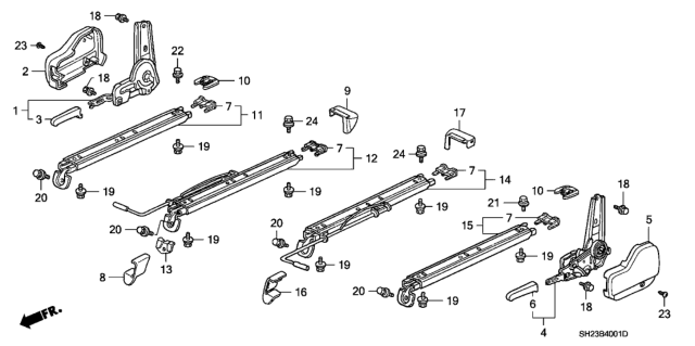 1991 Honda CRX Cover, R. RR. Slide (Inner) Diagram for 81195-SH2-A33