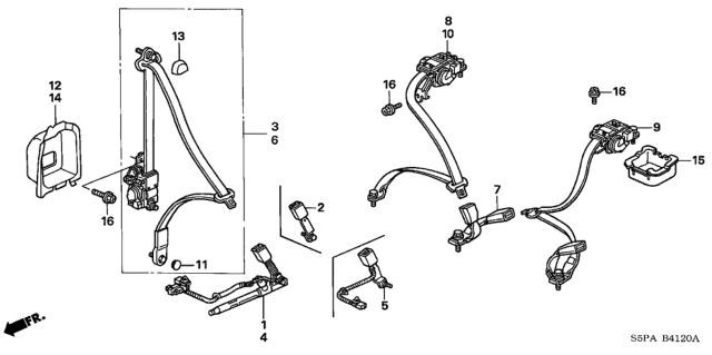 2005 Honda Civic Seat Belts Diagram