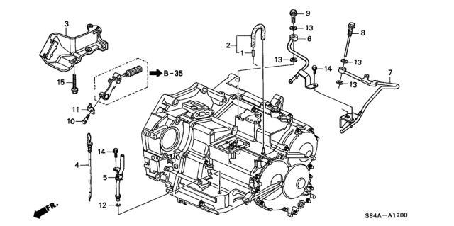 2002 Honda Accord 4 Door LX (V6) KA 4AT AT Oil Level Gauge (V6) Diagram