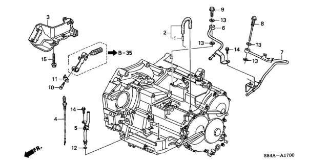 2002 Honda Accord AT Oil Level Gauge (V6) Diagram