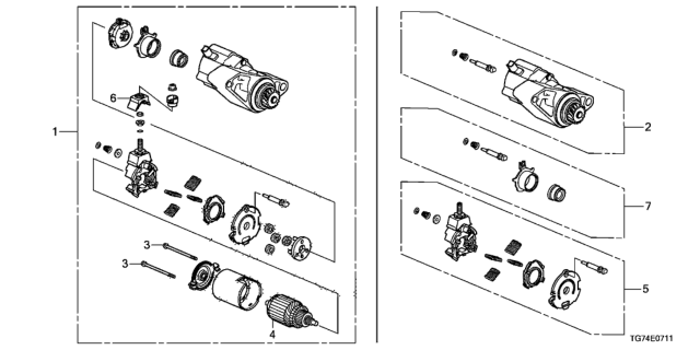 2021 Honda Pilot Starter Motor Assembly Diagram for 31200-5J2-A52