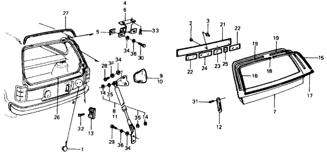 1977 Honda Civic 3 Door ** (1500) KL HMT Tailgate Diagram