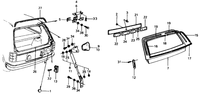 1977 Honda Civic Hinge, R. Gate Diagram for 85150-647-010Z