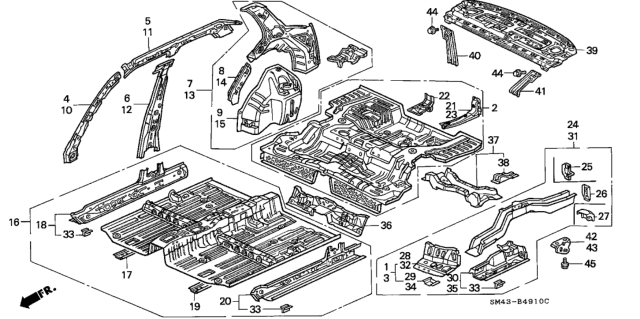 1992 Honda Accord Frame, R. RR. Diagram for 65610-SM4-V51ZZ