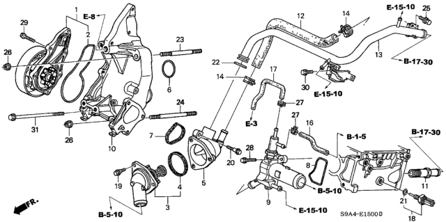 2003 Honda CR-V Water Pump Diagram