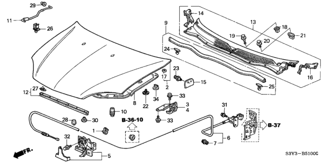 2003 Honda Insight Hood Diagram