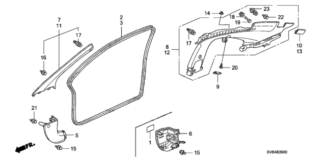 2011 Honda Civic Seal, L. FR. Door Opening *NH598L* (ATLAS GRAY) Diagram for 72355-SVA-A01ZB