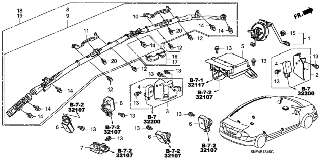 2009 Honda Civic 4 Door GX KA 5AT SRS Unit Diagram