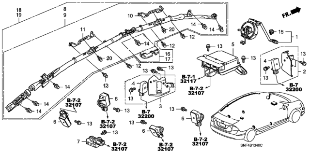 2008 Honda Civic SRS Unit Diagram