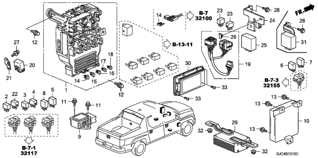 2012 Honda Ridgeline Control Unit (Cabin) Diagram 1