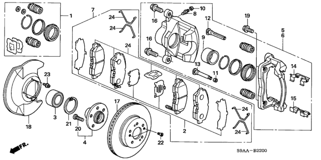 2006 Honda CR-V Front Brake Diagram