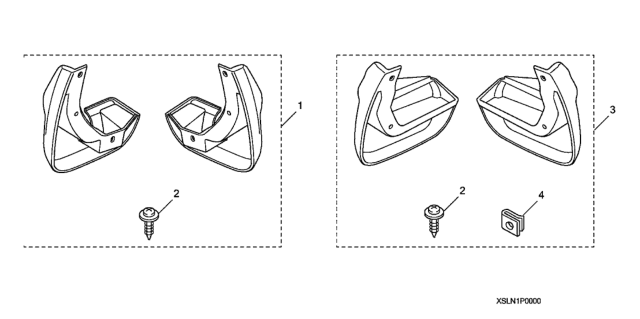 2007 Honda Fit Splash Guard Set (4Pc) Diagram for 08P00-SLN-100