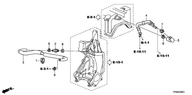 2013 Honda Crosstour 5 Door EXL (4 CYLINDER) KA 5AT Breather Tube (L4) Diagram