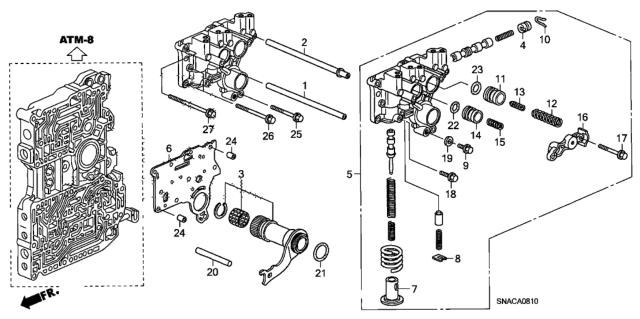 2011 Honda Civic 4 Door EX-L (NAVIGATION) KA 5AT AT Regulator Body Diagram